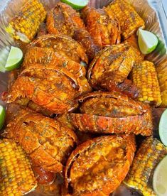 grilled corn on the cob with lime wedges