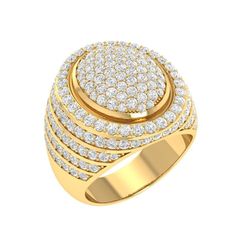 Men's 4.09 Ct Round Moissanite Cluster Oval Ring Hip Hop 14k Yellow Gold Plated Hip Hop Rings, Bling Crafts, Oval Ring, Oval Rings, Round Moissanite, Men's Jewelry Rings, Gold Plating, Mens Jewelry, Jewelry Rings