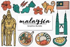 malaysia graphic bundle with various items