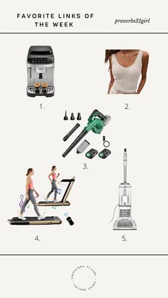 the contents of a woman's home gym routine