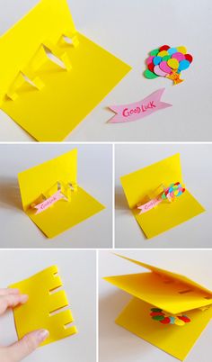 how to make a pop - up card with construction paper and candy on the inside