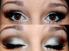 Silver Make Up Sposa, Smokey Eye For Brown Eyes, I Love Makeup, Eye Make, Prom Makeup, Pretty Eyes, All Things Beauty