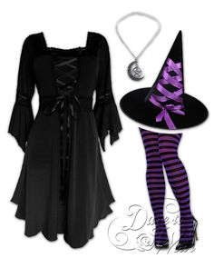 Dare Fashion Sorceress Witch  H02 Purple Renaissance Witch Striped Gothic Cosplay Cute Witch Costume, Fairy Sleeves, Witches Costumes For Women, Cinderella Halloween Costume, Witch Costume Diy, Moon Pentagram, Upper Arm Cuffs, Clever Halloween Costumes, Tea Length Skirt