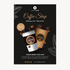 coffee shop flyer with two cups