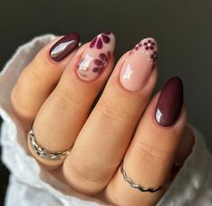 Autumnal Nails Biab, Burgundy Floral Nails, Mulberry Nails, Nails Thanksgiving, Plum Nails, Wine Nails, Tweedle Dee, Simple Fall Nails, Sunflower Nails