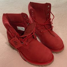 Ruby Red Timberland Nubuck Boots. Women’s Size 6. New Without Tags, Never Worn. Red Shoes For Women, Burgundy Timberlands, Red Timberland Boots, Tims Boots, Timberland Custom, Red Timberlands, Timberland Boots Mens, Timberlands Shoes, Boots Mens