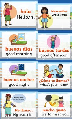 Introduce first and second-grade students to beginning Spanish words and phrases with the Spanish Greetings PowerPoint. Use this resource in general education or bilingual classrooms to teach students beginning Spanish greeting phrases.

The PowerPoint includes basic Spanish greetings with the English translations and colorful pictures to help aid understanding. This is a great visual aid resource to use when teaching both English and Spanish speaking students. Spanish Words For Kids, Beginning Spanish, Teach Yourself Spanish, Preschool Spanish, Basic Spanish, Basic Spanish Words, Kids Worksheet