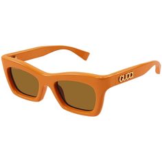 Embrace Opulence With Gucci Gg1773s-004 Cat Eye Orange Sunglasses. Crafted For Elegance, These Full Rim Frames Are A Statement Accessory For Any Outfit. Luxury Orange Sunglasses, Gucci Orange, Glasses Outfit, Orange Sunglasses, Solid Orange, Sunglasses Model, Brown Lens, Eye Frames, Ski Goggles