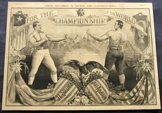 an old newspaper with two men in wrestling stances on the front and back cover