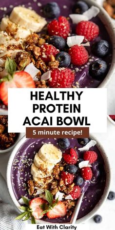 healthy acai bowl recipe with berries and granola