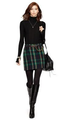 Tartan Skirt Outfit, Pointelle Sweater, Moda Chic, Women's Sweaters, Plaid Skirt, Fashion Mode, Work Attire