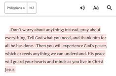 the text on top of a page that says, don't worry about anything instead pray