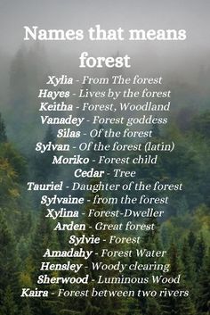 names that mean the forest in english