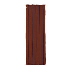 a brown and blue striped scarf on a white background