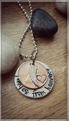 Check out this item in my Etsy shop https://www.etsy.com/listing/223331149/pennies-from-heaven-hand-stamped Penny Jewelry, Stamping Metal, Jewelry Stamping, Penny Necklace, Washer Jewelry, Silverware Jewelry