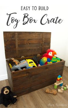 an easy to build toy box crate with toys in it