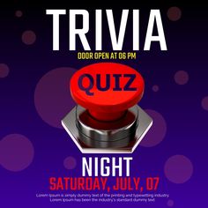 a poster for trivia's quiz night