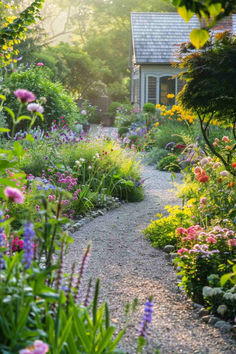 36 Dreamy Cottage Garden Inspirations for a Fairytale Retreat House Gardens Ideas, Dream House With Garden, Gardens With Flowers, Garden With View, Cottage House Front Yard, Cottage Kitchen Garden, Uk Garden Ideas Inspiration, Beautiful Garden Landscape, Front Yard English Garden