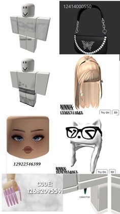 an assortment of items that include hair, eyeglasses and necklaces for the doll