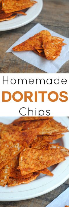 homemade doritos chips on a white plate