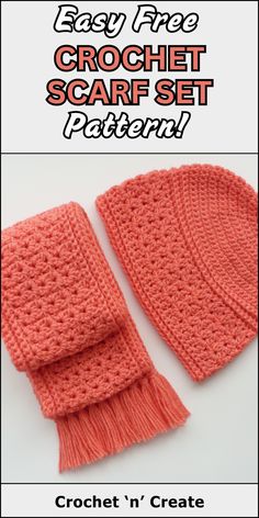 Free crochet pattern - Autumn Scarf Set from crochet 'n' create. Free fast, quick-easy-beginner-friendly! 'Don't forget to save' Quick Crochet Scarf Pattern, Easy Crochet Scarf For Beginners, Easy Crochet Hat Pattern Free, Crochet Scarf Pattern Free Easy, Crochet Scarf For Beginners, Crochet Autumn, Simple Scarf Crochet Pattern