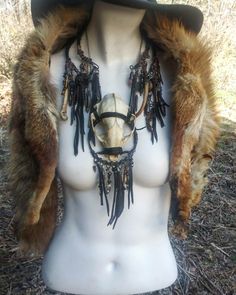 Shaman Aesthetic Clothing, Viking Bone Jewelry, Raccoon Skull, Viking Cosplay, Ren Faire Costume, Bone Crafts