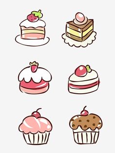 different types of cupcakes are shown in this drawing technique, which is easy to draw and can be used for many purposes