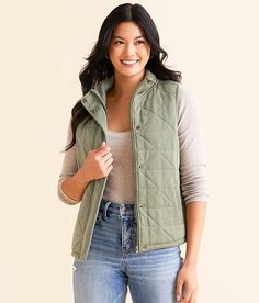 BKE Quilted Vest - Green X-Large, Women's Seaspray Lined hidden zip and snap down mock neck vest Bust measures 40 on size small Body length 22 on size small. Layering piece(s) and/or accessories sold separately.. Shell: 60% Cotton 40% Polyester. Polyfill: 100% Polyester. Machine wash cold with like colors. Delicate cycle. Do not bleach. Line dry. Cool iron on reverse if needed. Apparel & Accessories > Clothing > Outerwear > Coats & Jackets Vest For Women, Sea Spray, Quilted Vest, Accessories Clothing, Women's Coats & Jackets, Women's Coats, Outerwear Coats, Layering Pieces, Womens Vest