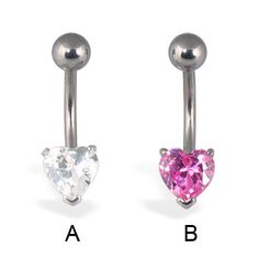 two heart shaped piercings with pink and white stones on each side, one in the shape