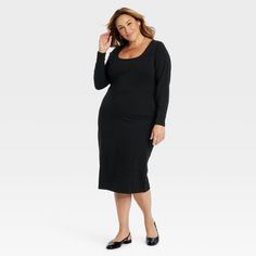 Upgrade your going-out wardrobe with this Long-Sleeve Midi Bodycon Dress from Ava & Viv™. Fashioned in a midi length, this long-sleeve bodycon dress features a scoop neckline and back for a flattering look. The cotton-blend jersey fabric with added spandex keeps you moving through the day in absolute comfort, and the pullover style allows for ease of wear. Wear it with your choice of footwear and accessories for on-trend appeal. Long Sleeve Bodycon Midi Dress, Midi Bodycon Dress, Bodycon Midi, Long Sleeve Midi, Long Sleeve Bodycon Dress, Midi Dress Bodycon, Scoop Neckline, Jersey Fabric, Pullover Styling