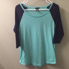 Teal & Dark Blue Shirt Thermal Sleeves Never Worn Blue T Shirts, Dark Blue Shirt, Rue 21, Blue T, Blue Tshirt, Rue21, Blue Shirt, Shirt Color, Colorful Shirts