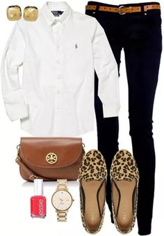 Domino Summer Clothes Collection, Preppy Mode, Mode Tips, Style Casual Chic, Leopard Print Shoes, Mode Casual, Print Shoes, Looks Style, Mode Inspiration