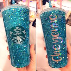 the starbucks cup has glitter on it