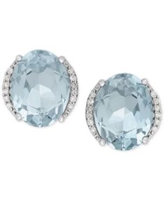 Aquamarine (3 ct. t.w.) and Diamond Accent Stud Earrings in 14k White Gold | macys.com Birthday Wishes For Her, Aquamarine Studs, Costume Jewelry Rings, Aquamarine Earrings, Jewelry Post, Aquamarine Jewelry, White Gold Jewelry, Natural Earth, Sea Glass Jewelry