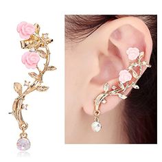 Cincin Diy, Pink Diamond Earrings, Pink Diamond Jewelry, Anting Manik, Earrings Punk, Pink Stud Earrings, Ear Cuff Earrings, Rose Diamond, Diamond Ear Cuff