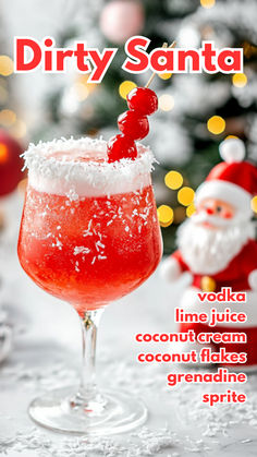 Dirty Santa Recipe Christmas Cocktails Vodka, Santa Recipes, Christmas Vodka, Cocktail Cards, Vodka Lime, Best Cocktail Recipes, Festive Cocktails, Frozen Cocktails, Vodka Cocktails