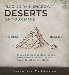 a map with the words deserts on it, and an image of a mountain range