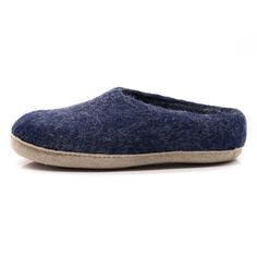 Nootkas Newport Wool House Shoe in indigo blue with tan sole Newport House, Fun Slippers, Soft Sole Slippers, Felt Slippers, Wool Shoes, Slippers For Men, Felted Slippers, Foot Health, Hand Felted