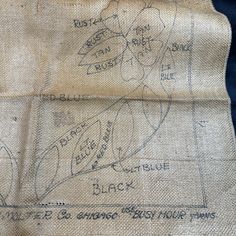 an old piece of cloth with some writing on it