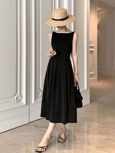 Haute Couture, Couture, Dark Casual Dress, Elegant Sophisticated Style Classy, A-line Dress, Classy Dresses Elegant Knee Length, Evening Midi Dresses, Couture Black Dress, Modest Black Dress