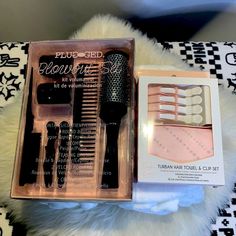 New 2-Boxes Of Hait Care One Box Towel & Hair Clips (4) One Box Round Brush (2) Rollers (2) Clips Black /Comb& Teasing Brush (Blow-Out Set) Free Gift W/Purchase Wand Curler, Hair Dryer Set, Hair Tool Set, Acid Bath, Teasing Brush, Hair Diffuser, Hair Kit, Curling Hair With Wand, Professional Hair Dryer