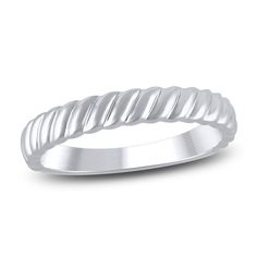 a white gold wedding band with twisted design