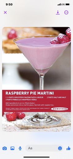 the website for raspberry pie martini is displayed