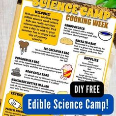 an edible science camp poster on a table