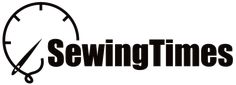 the logo for sewing times, which is featured in black and white with an image of a