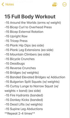 the full body workout plan is shown in this screenshoter's phone screen