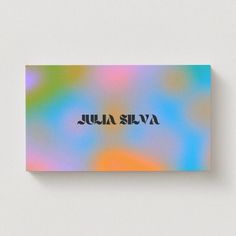 a colorful business card with the word julia siva on it in black ink against a white background