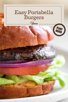 a close up of a hamburger on a plate