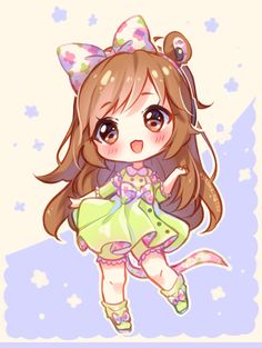 Commission - Spring dance by Hyanna-Natsu Chibi Bunny, Hyanna Natsu, Chibi Commission, Dibujos Anime Chibi, Spring Dance, Chibi Girl Drawings, 수채화 그림