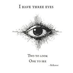 an eye with the words i have three eyes two to look one to see